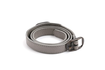 Lot 226 - BALENCIAGA GREY LEATHER 'CLASSIC ARENA' DOUBLE WRAP BRACELET