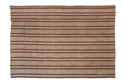 Lot 187 - A SIGNED KASHMIRI KANI STRIPED WOOL SHAWL