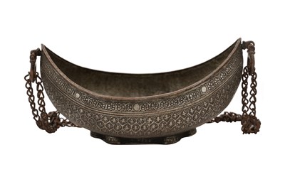 Lot 41 - A GROUP OF THREE METAL BEGGING BOWLS (KASHKULS)