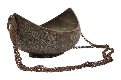 Lot 41 - A GROUP OF THREE METAL BEGGING BOWLS (KASHKULS)