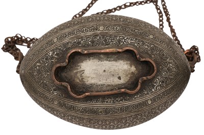 Lot 41 - A GROUP OF THREE METAL BEGGING BOWLS (KASHKULS)