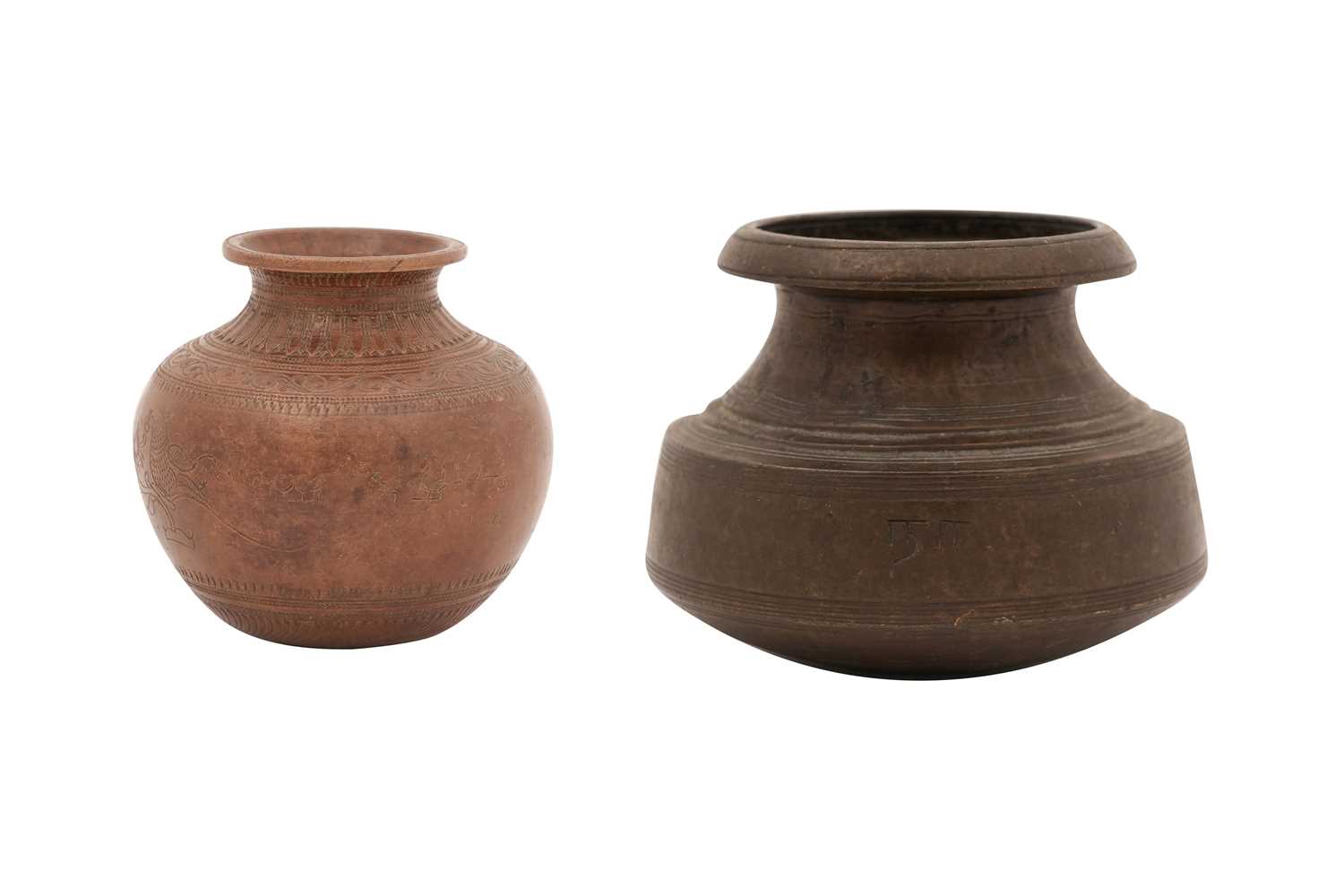 Lot 49 - TWO SMALL INDIAN WATER JARS (LOTA)