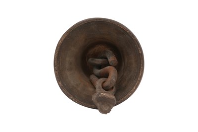 Lot 38 - AN INDIAN LARGE BRONZE RITUAL BELL (GHANTI) WITH NANDI