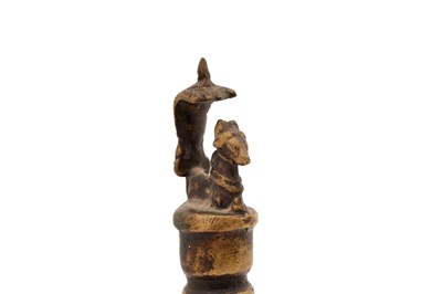 Lot 38 - AN INDIAN LARGE BRONZE RITUAL BELL (GHANTI) WITH NANDI