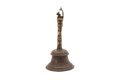 Lot 38 - AN INDIAN LARGE BRONZE RITUAL BELL (GHANTI) WITH NANDI
