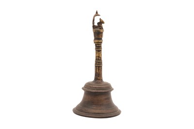 Lot 38 - AN INDIAN LARGE BRONZE RITUAL BELL (GHANTI) WITH NANDI