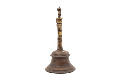 Lot 38 - AN INDIAN LARGE BRONZE RITUAL BELL (GHANTI) WITH NANDI