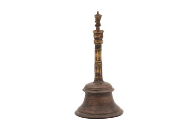 Lot 38 - AN INDIAN LARGE BRONZE RITUAL BELL (GHANTI) WITH NANDI