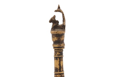 Lot 38 - AN INDIAN LARGE BRONZE RITUAL BELL (GHANTI) WITH NANDI