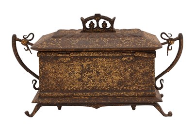 Lot 50 - AN INDIAN KOFTAGARI IRON LIDDED CASKET