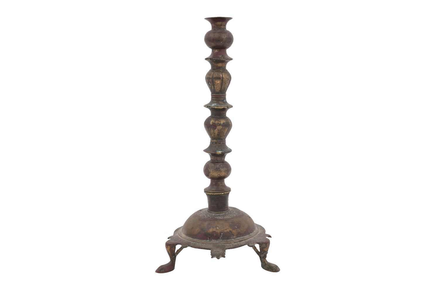 Lot 26 - A SELJUK BRONZE OIL LAMP STAND