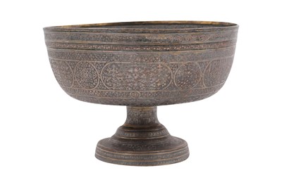 Lot 54 - AN ISLAMIC-STYLE VICTORIAN ELECTROPLATED LARGE FOOTED BOWL