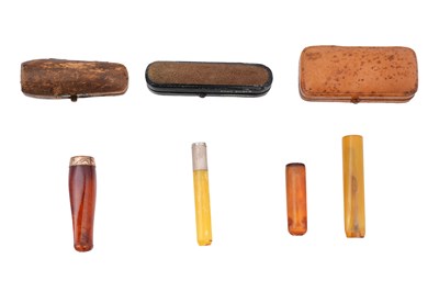 Lot 90 - A COLLECTION OF CASED CHEROOT HOLDERS OR MOUTHPIECES