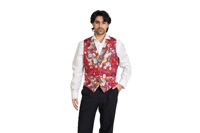 Lot 172 - GEORGINA VON ETZDORF GENTLEMAN'S RED FLORAL PRINTED WAISTCOAT
