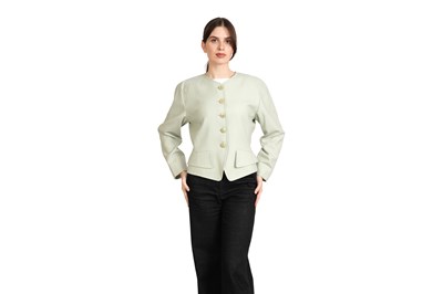 Lot 67 - YVES SAINT LAURENT-RIVE GAUCHE GREEN CROPPED JACKET
