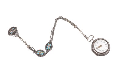 Lot 6 - A MID 18TH CENTURY SILVER REPOUSSÉ PAIR-CASED POCKET WATCH