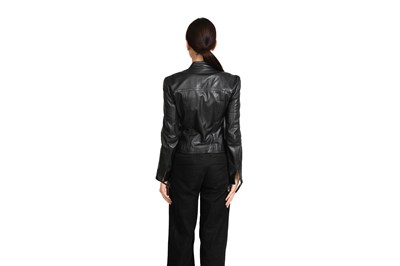 Lot 97 - GUCCI CLASSIC LADIES BIKER-STYLE BLACK SOFT LEATHER JACKET