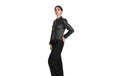 Lot 97 - GUCCI CLASSIC LADIES BIKER-STYLE BLACK SOFT LEATHER JACKET