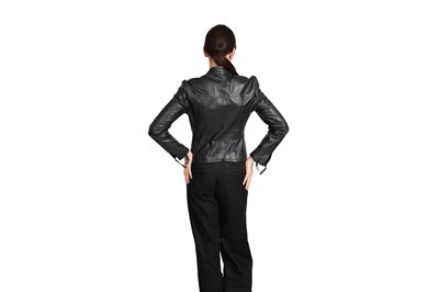 Lot 97 - GUCCI CLASSIC LADIES BIKER-STYLE BLACK SOFT LEATHER JACKET