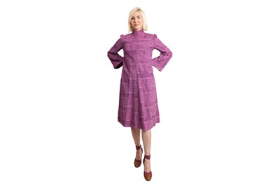Lot 25 - LAURA ASHLEY RARE MID-CENTURY LAURA ASHLEY PURPLE NEEDLECORD MIDI DRESS