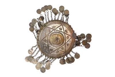 Lot 133 - AN OTTOMAN BRIDAL HEADDRESS WITH STAR OF DAVID MOTIF AND COINS