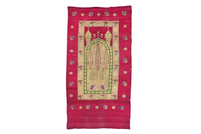 Lot 181 - AN OTTOMAN ‘ZOUK’ SILK PRAYING TEXTILE
