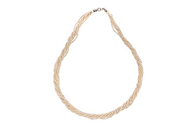 Lot 10 - A VINTAGE MULTI STRAND FRESHWATER SEED PEARL CHOKER