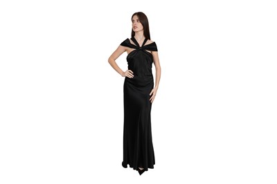 Lot 103 - A.B.S EVENING BY ALLEN SCHWARTZ BLACK SATIN EVENING GOWN