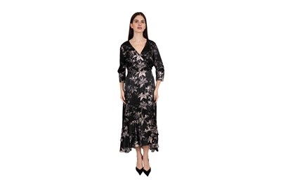 Lot 105 - ALLSAINTS BLACK FLORAL PRINT MAXI DRESS