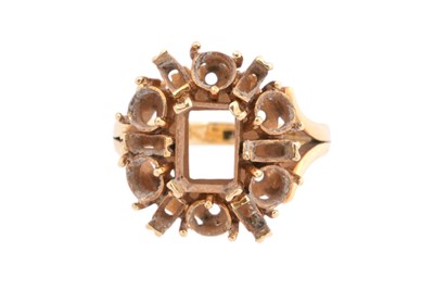 Lot 53 - AN 18CT GOLD CLUSTER RING (STONES REMOVED)