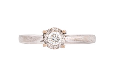 Lot 54 - A 9CT WHITE GOLD SOLITAIRE DIAMOND ENGAGEMENT RING