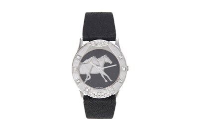 A POSSIBLY UNIQUE CORUM UNISEX 18K WHITE GOLD AND DIAMONDS QUARTZ WRISTWATCH.