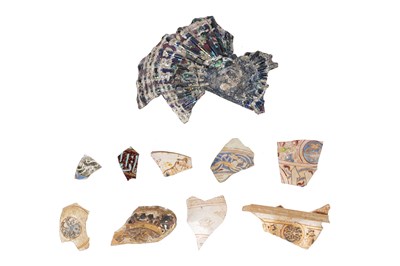 Lot 131 - A GROUP OF TEN ISLAMIC GLASS ENAMELLED SHARDS
