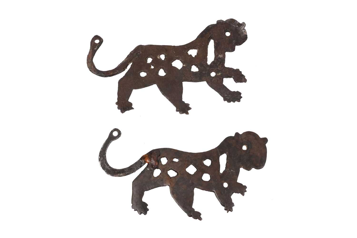 Lot 31 - A PAIR OF LION SHAPED MAMLUK BRONZE FITTINGS