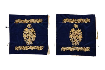 Lot 177 - A PAIR OF OTTOMAN SIRMA GILT-THREAD EMBROIDERED VELVET PANELS