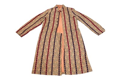 Lot 190 - A KASHMIRI STRIPED (KHAT-RAST) FLORAL COAT