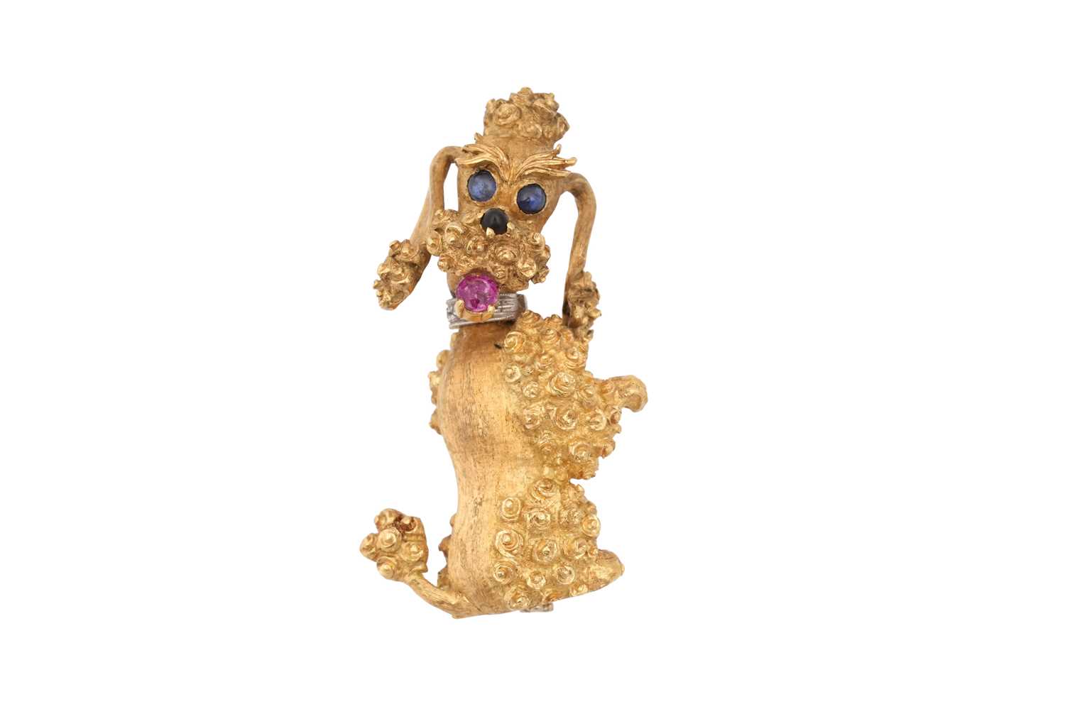 Lot 16 - AN EXCEPTIONAL 18CT GOLD, RUBY, SAPPHIRE AND DIAMOND SET NOVELTY BROOCH