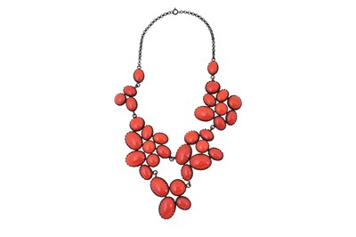 Lot 214 - MID-CENTURY RED CORAL ITALIAN STATEMENT NECKLACE