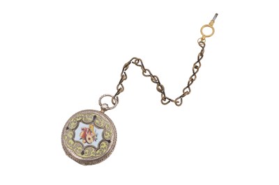 Lot 147 - A GEORGE PRIOR ENAMELLED SILVER FULL HUNTER POCKET WATCH FOR THE OTTOMAN MARKET