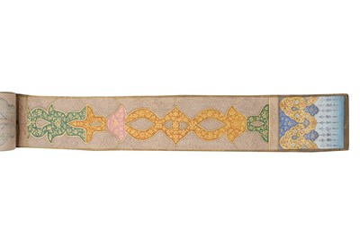 Lot 81 - A QAJAR ILLUMINATED QUR'AN SCROLL