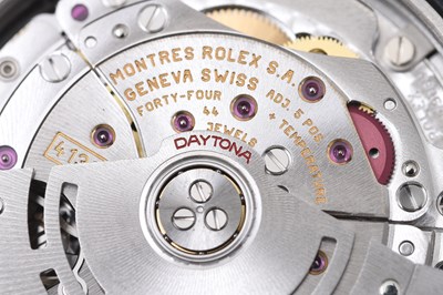 Lot 6 - AN ELEGANT MEN’S ROLEX STAINLESS STEEL AND 18K GOLD AUTOMATIC CHRONOGRAPH BRACELET WATCH.