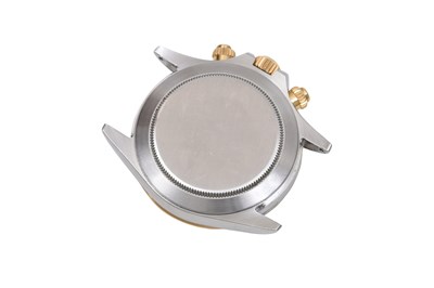 Lot 6 - AN ELEGANT MEN’S ROLEX STAINLESS STEEL AND 18K GOLD AUTOMATIC CHRONOGRAPH BRACELET WATCH.