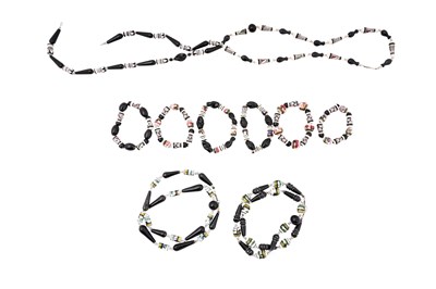 Lot 217 - A COLLECTION OF HAND-PAINTED CERAMIC JEWELLERY (TEN)
