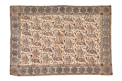 Lot 199 - A BLOCK-PRINTED QALAMKARI TEXTILE WITH BOTEH (PAISLEY) MOTIF