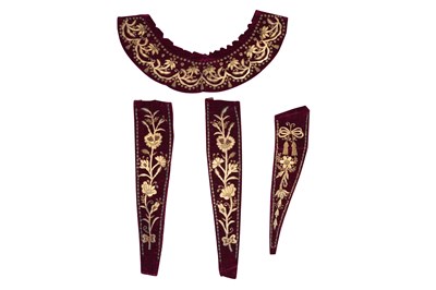 Lot 176 - FOUR OTTOMAN EMBROIDERED VELVET FRAGMENTS