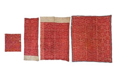 Lot 217 - FOUR RED WALL PANEL OR CUSHION COVERS