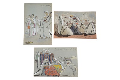 Lot 55 - A COLLECTION OF 36 ORIENTALIST PAINTINGS ATTRIBUTED TO MARCEL VICAIRE (1893-1976)