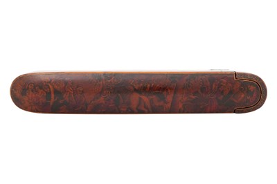 Lot 150 - A ZAND LACQUER PAPIER-MÂCHÉ PEN CASE (QALAMDAN)