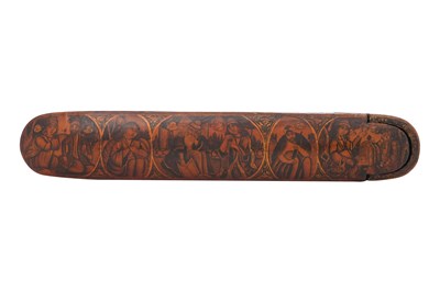 Lot 154 - A QAJAR LACQUER PAPIER-MÂCHÉ PEN CASE (QALAMDAN)