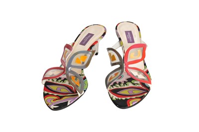Lot 120 - EMILIO PUCCI PRINTED SILK MULE SANDALS
